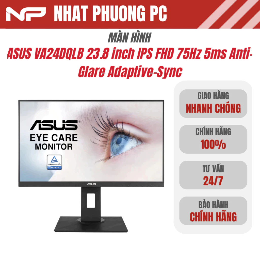 Màn hình ASUS VA24DQLB 23.8 inch IPS FHD 75Hz 5ms Anti-Glare Adaptive-Sync - Bảo hành 36 tháng