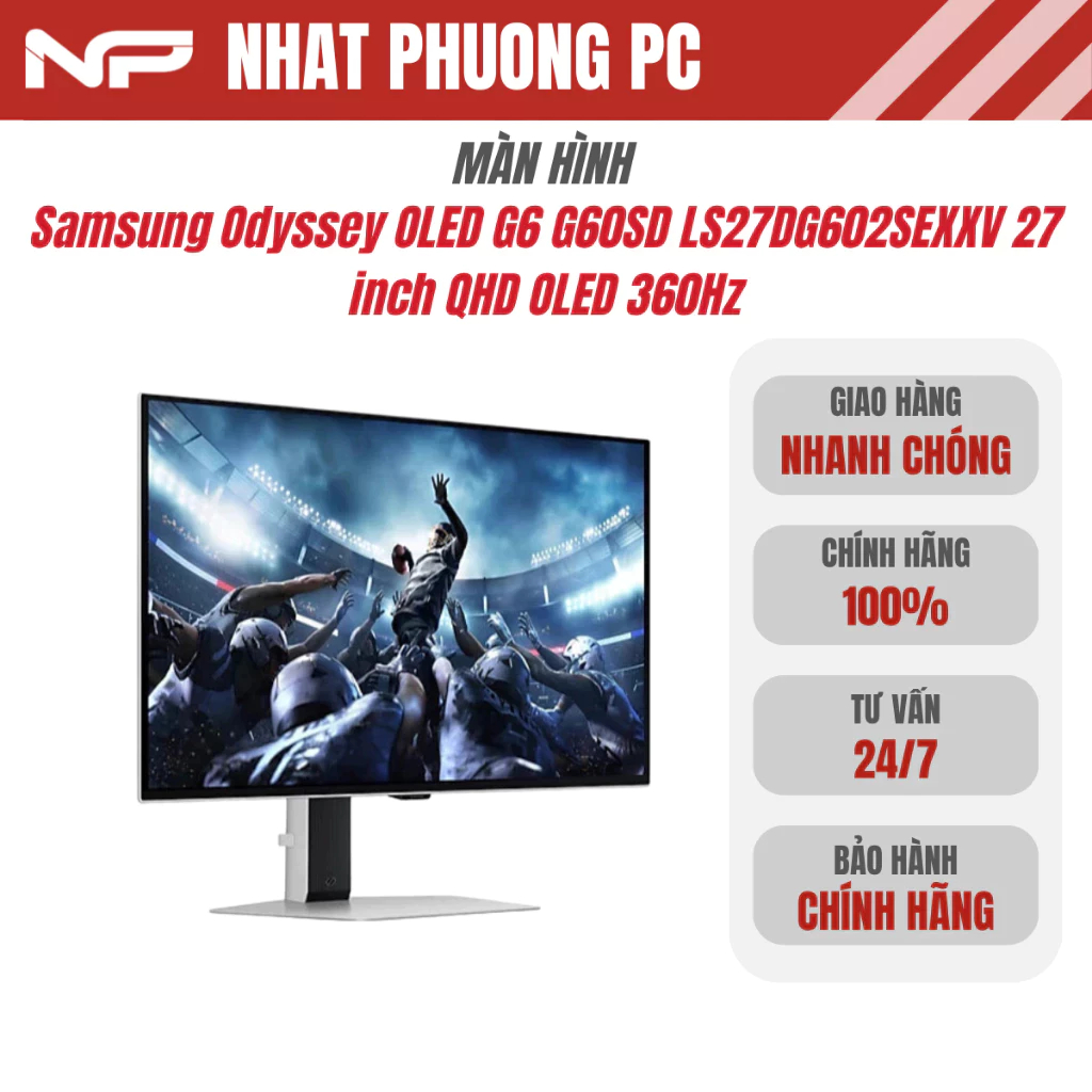 Màn Hình Samsung Odyssey OLED G6 G60SD LS27DG602SEXXV 27 inch QHD OLED 360Hz - Chính Hãng
