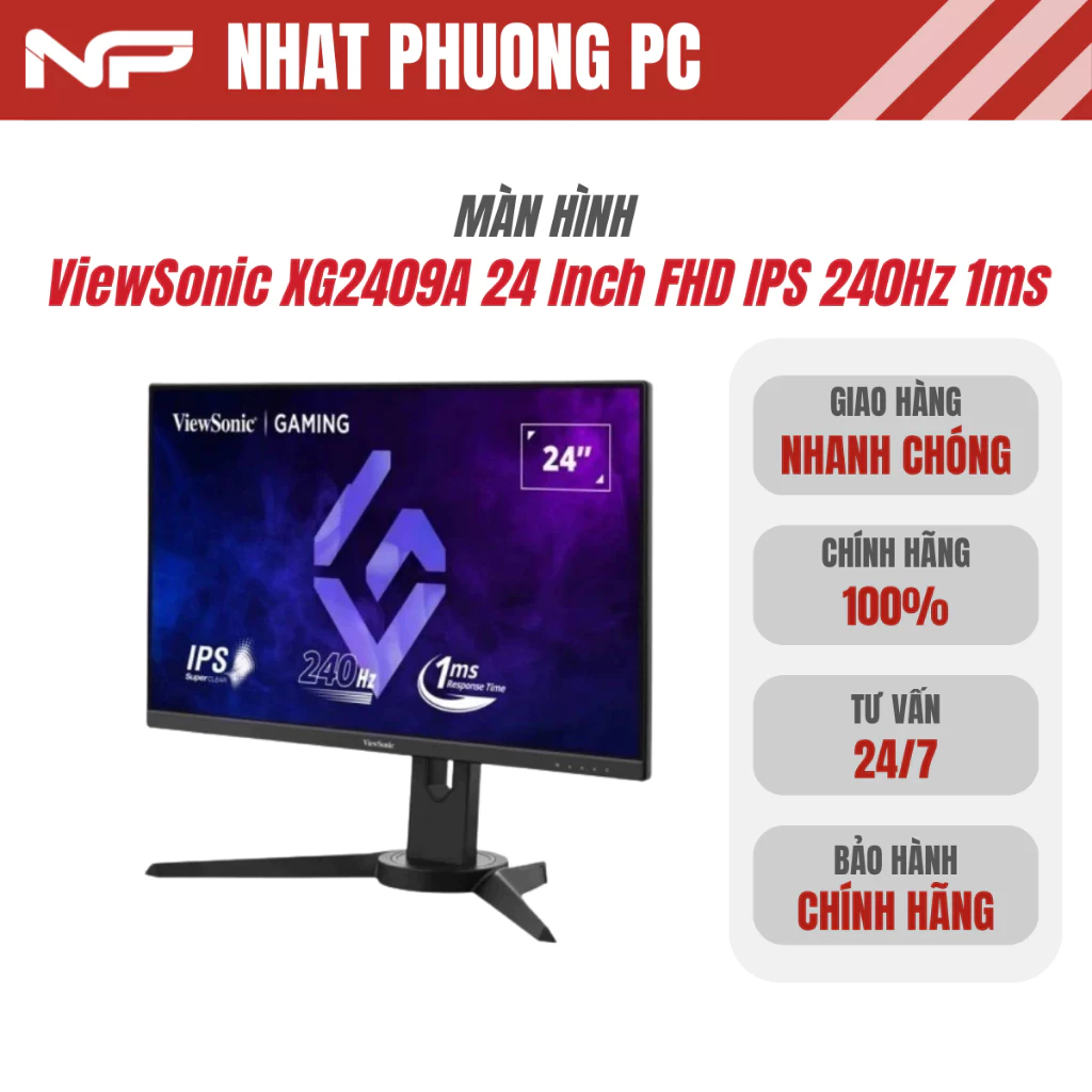 Màn Hình Gaming ViewSonic XG2409A 24 Inch FHD IPS 240Hz 1ms - Chính Hãng