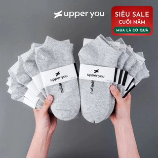   Combo 5  Tất Vớ Nam Cổ Ngắn Màu Xám UPPERYOU Cotton Tự Nhiên Êm Ái Dày Dặn Thoáng Khí - BSM2001 BSM3001 