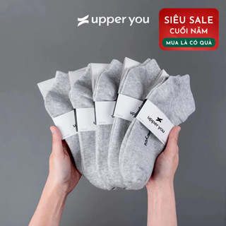   Combo 5  Tất Vớ Nữ Cổ Ngắn Màu Xám UPPERYOU Cotton Tự Nhiên Êm Ái Dày Dặn Thoáng Khí - BSF2001 BSF3001 