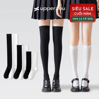  Tất Cổ Cao Nữ Trơn Dài Lolita Qua Gối UpperYou Phối Đồ Thời Trang Mềm Mịn Thoáng Khí - BSF5002 BSF6001 SWF503 SWF504 