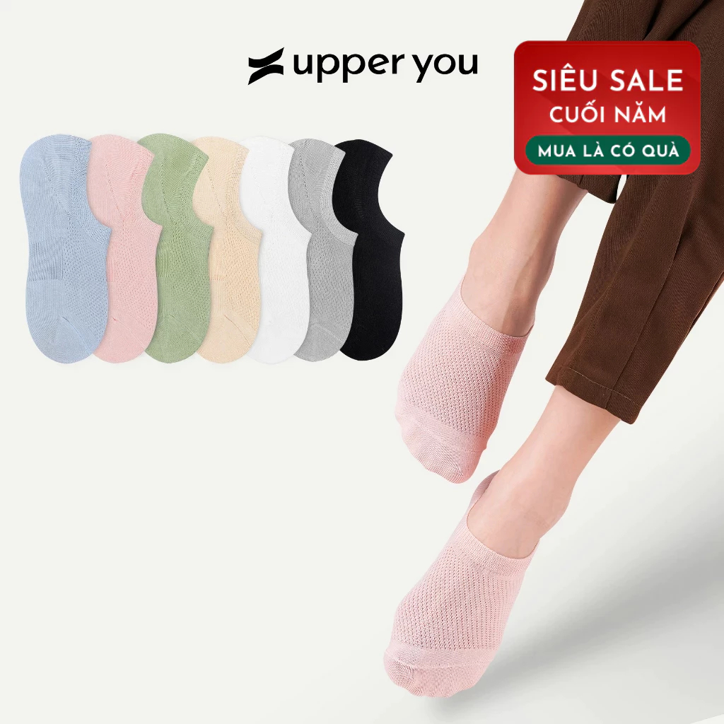 Tất Vớ Lười Nữ Có Đệm Silicon UPPER YOU Dệt Lưới Thoáng Khí Chống Tuột Gót Chân - BSF1001