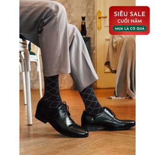    Set 5 Đôi  Tất Vớ Cổ Cao Nam Giày Tây Đen Họa Tiết UPPER YOU Cotton Tự Nhiên Dày Dặn Êm Ái Thoáng Khí - BSM4000 