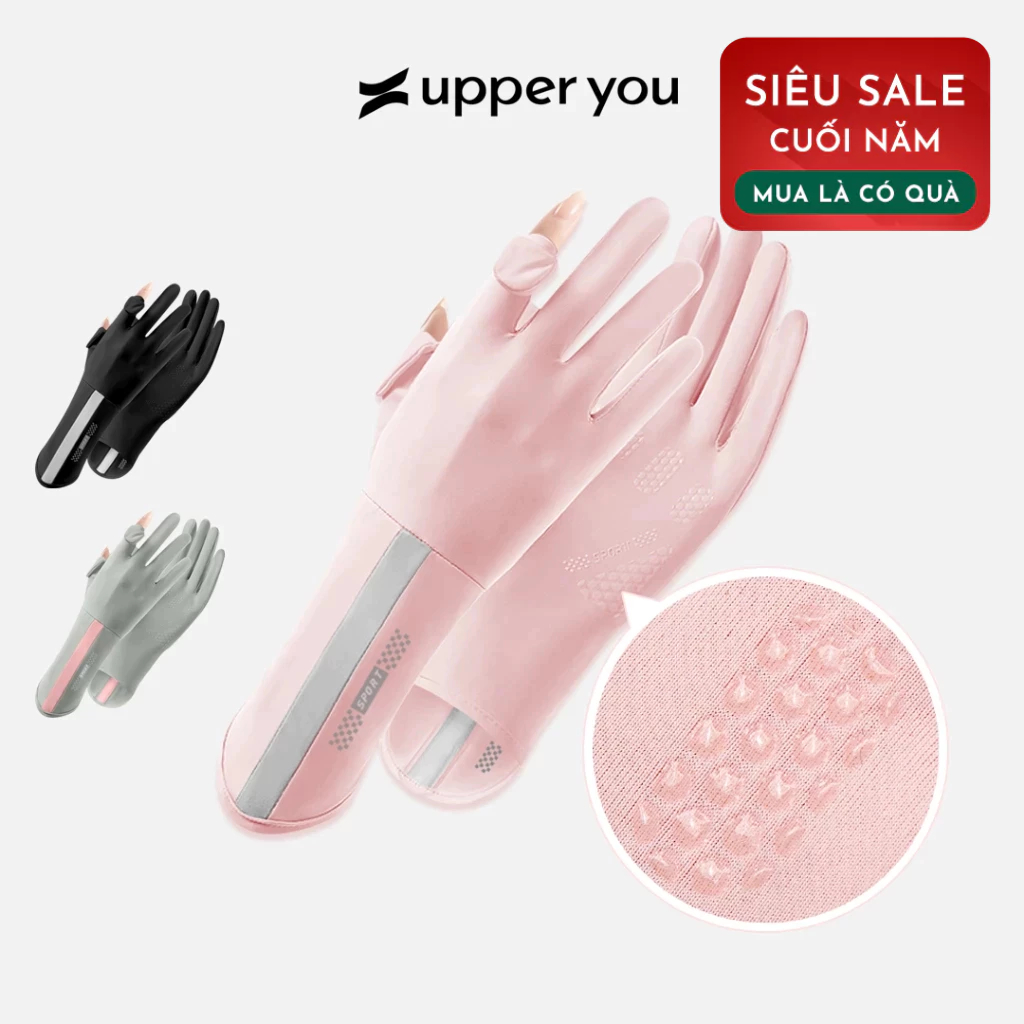 Bao Tay Nữ Chống Nắng UV Mát Lạnh Đệm Silicon Chống Tuột Upper You, Mở Đầu Ngón Tay - GLF01