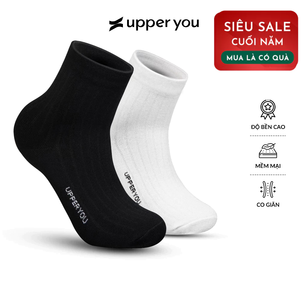 Tất vớ bamboo sợi tre cổ trung unisex UPPER YOU khử mùi hôi chân chất liệu dày dặn thấm hút mồ hôi