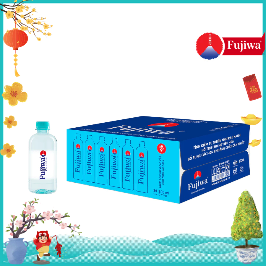 Nước Uống Ion Kiềm Cao Cấp Đóng Chai Fujiwa 300ml - Nước uống Detox với Công Nghệ Điện Phân Ion Kiềm