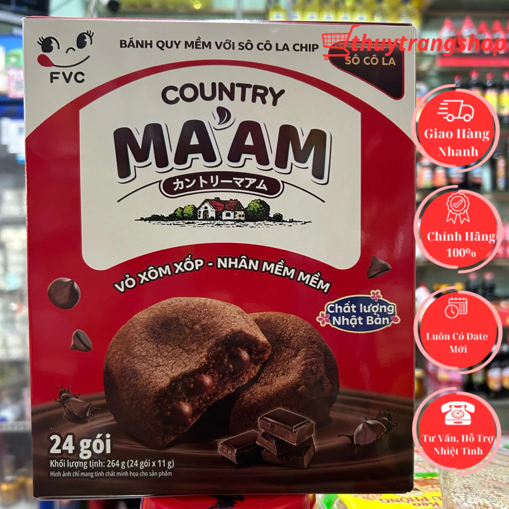 Bánh Quy Mềm Socola Country Ma'am Nhật Bản Hộp 24gói 11g