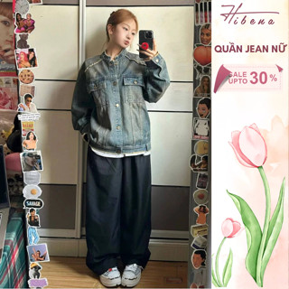   HOT ĐÔNG 2025  Áo Khoác Jean Nữ Form Rộng Retro Bò Demin Nữ Năng Động Unisex Túi Hộp A01 Hibena 