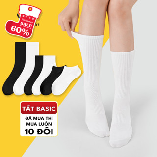   Combo 10  Tất Vớ Cổ Cao Nam Nữ Basic SocksWorld Unisex Êm Ái Dày Dặn Thoáng Khí - VSF4001 VSF3001 