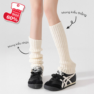  Tất Ống Chân Giữ Nhiệt Thu Đông Dệt Kim SOCKSWORLD Phong Cách Y2K Lolita Ống Loe Mềm Mịn BSF5003 