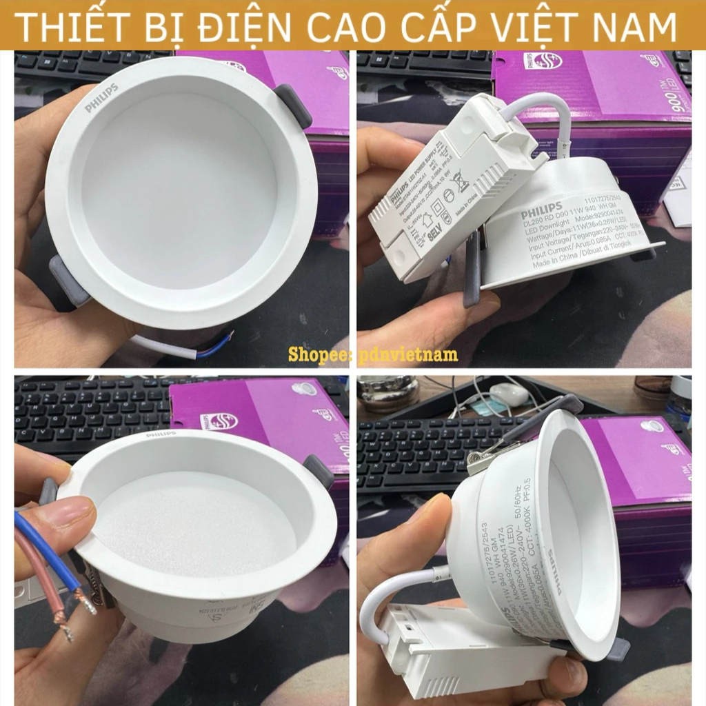 (Chính Hãng) Đèn âm trần tán quang Philips DL260 choá sâu 11W lỗ khoét 90mm, bảo hành 2 năm