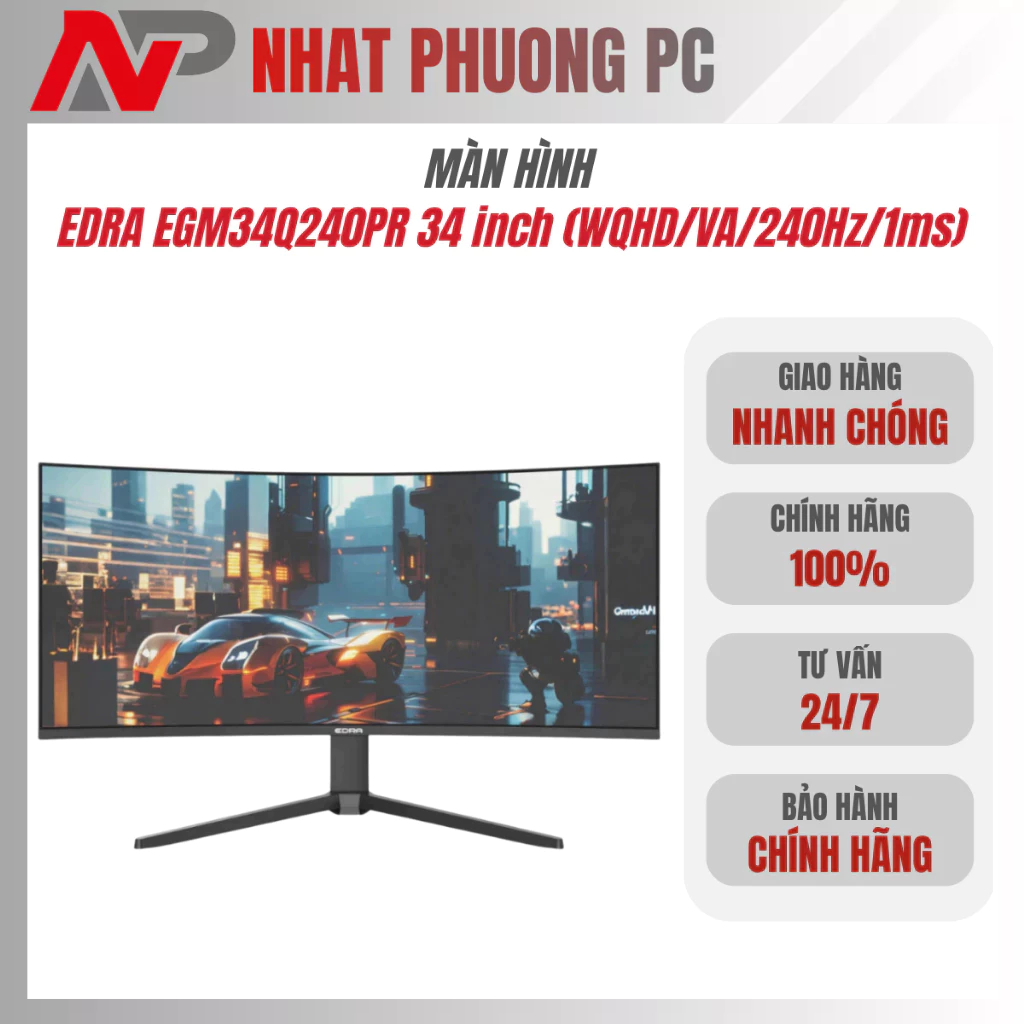 Màn hình Cong gaming EDRA EGM34Q240PR 34 inch (WQHD/VA/240Hz/1ms) - Hàng chính hãng