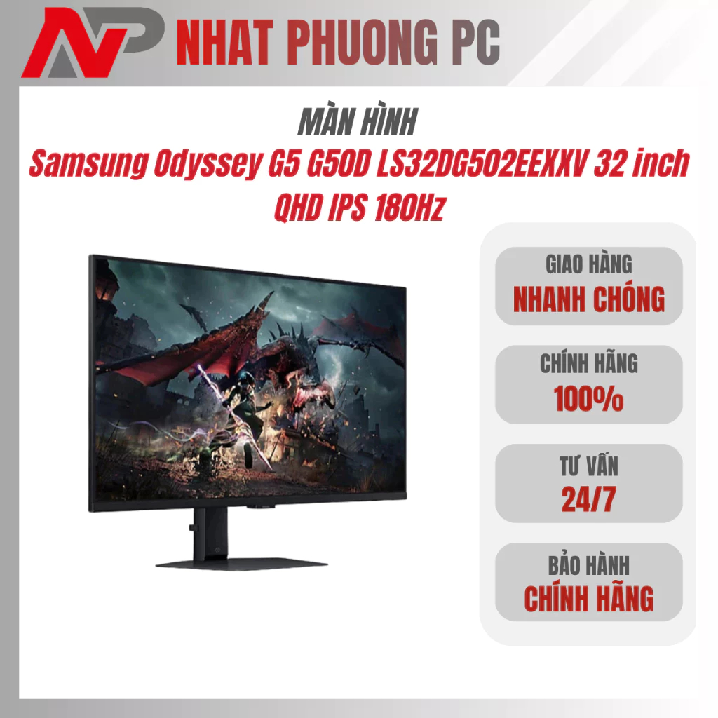 Màn Hình Samsung Odyssey G5 G50D LS27DG502EEXXV LS32DG502EEXXV 32 inch QHD IPS 180Hz - Chính Hãng