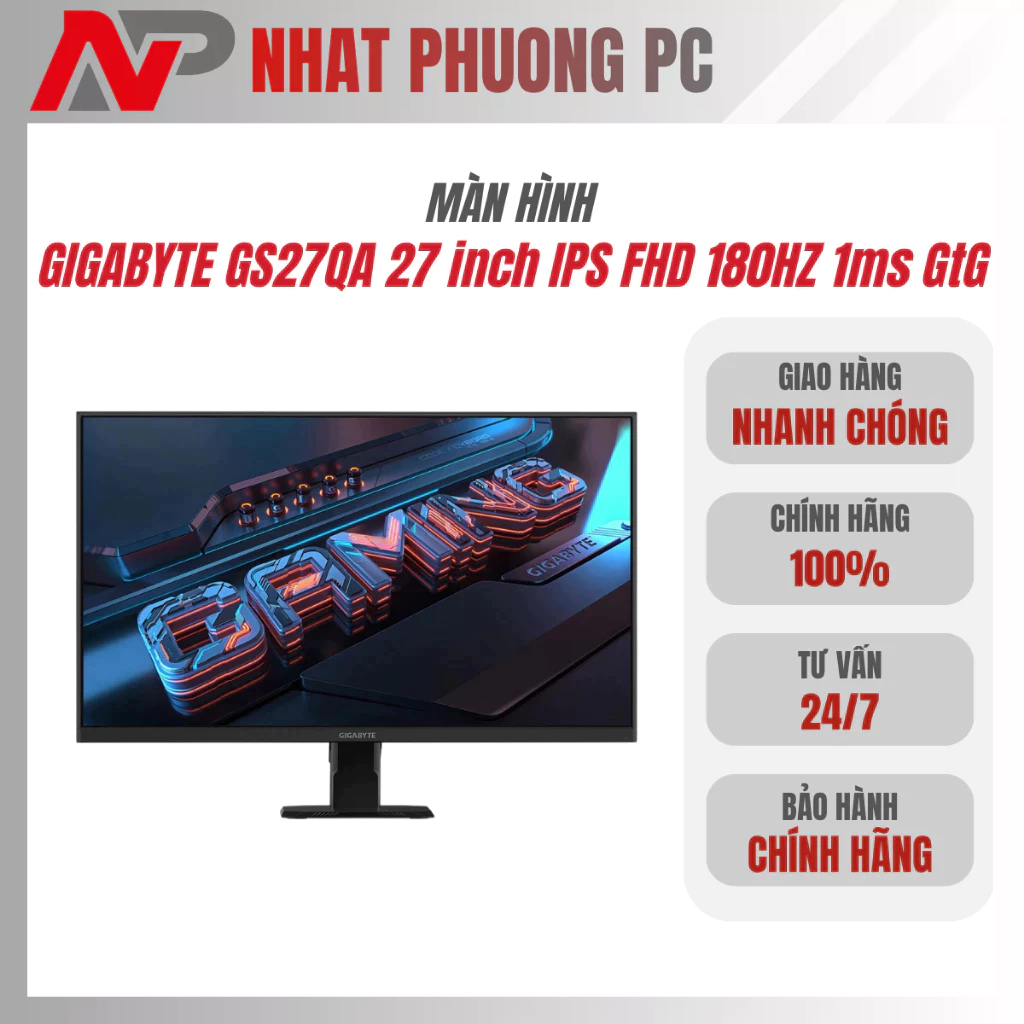 Màn Hình Gaming GIGABYTE GS25F2 GS27QA  24-27 inch IPS FHD 180-200Hz 1ms GtG - Bảo Hành Chính Hãng
