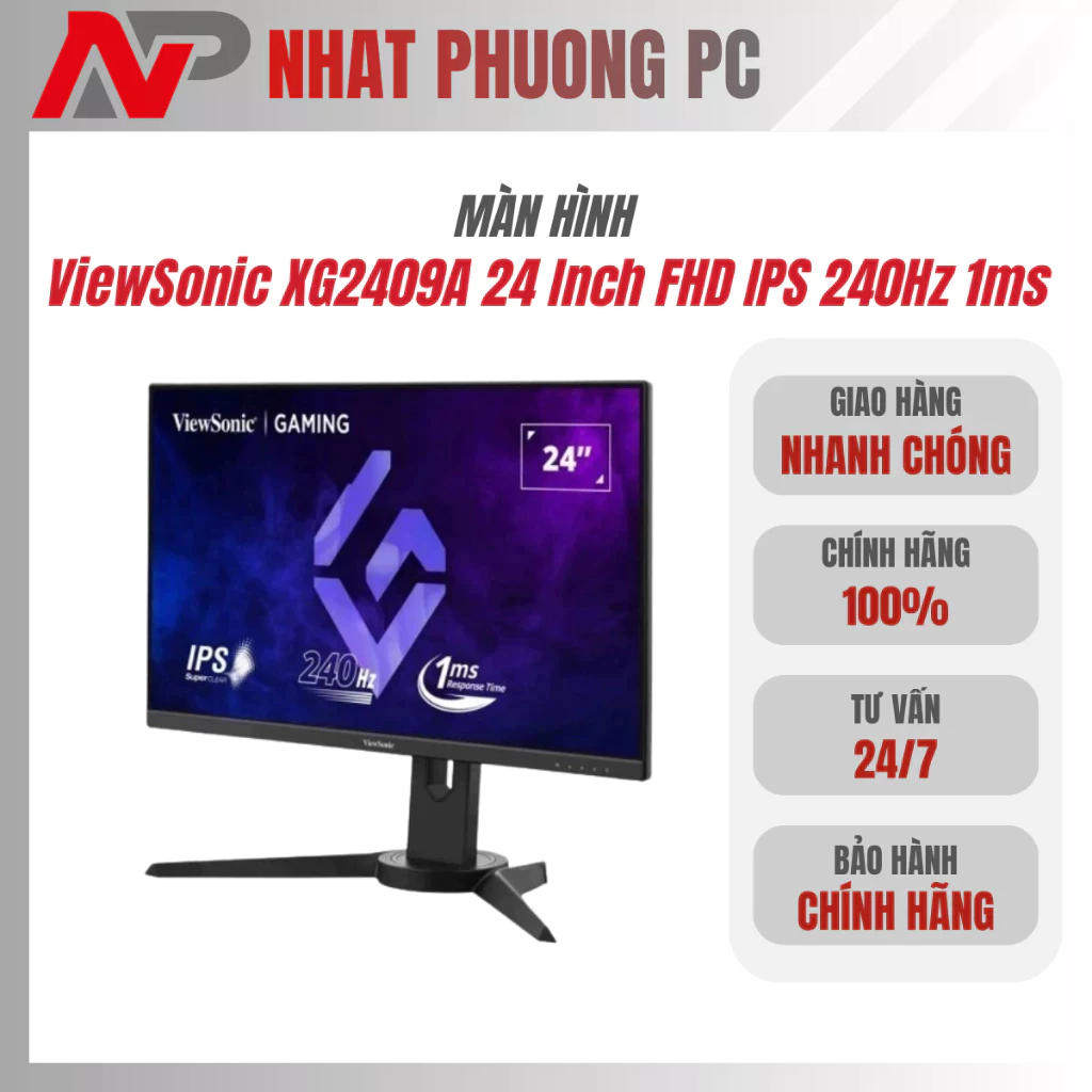 Màn Hình Gaming ViewSonic XG2409A 24 Inch FHD IPS 240Hz 1ms - Chính Hãng