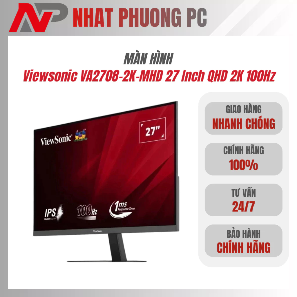 Màn Hình Máy Tính Viewsonic VA2708-2K-MHD 27 Inch QHD 2K 100Hz - Chính Hãng