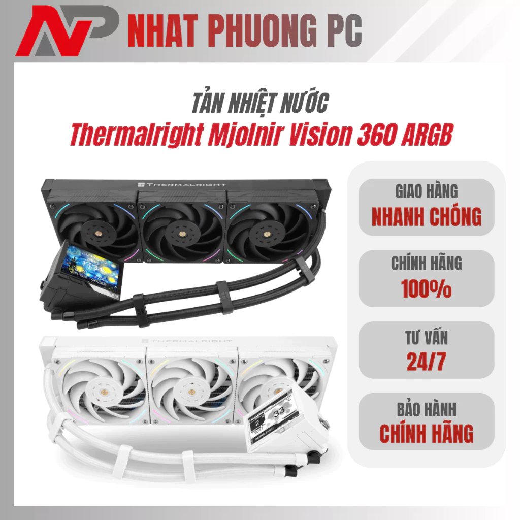 Tản nhiệt nước Thermalright Mjolnir Vision 360 ARGB, Két tản nhôm, Độ ồn 27 dBA - Hàng chính hãng