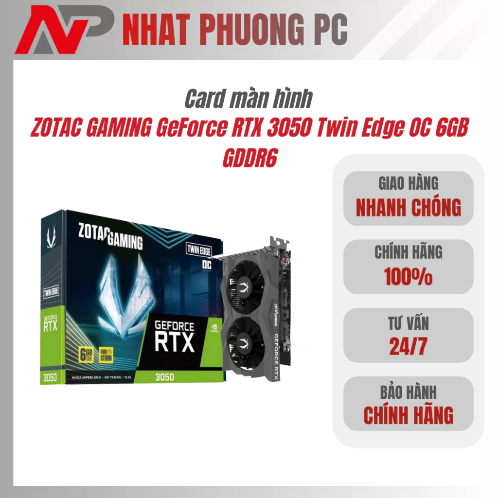 VGA ZOTAC GAMING GeForce RTX 3050 Twin Edge OC 6GB GDDR6