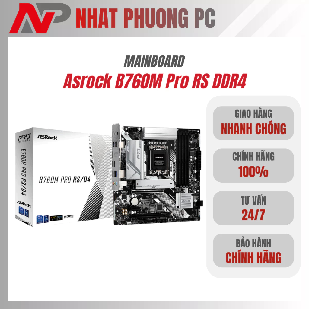 Bo mạch chủ Asrock B760M Pro RS DDR4
