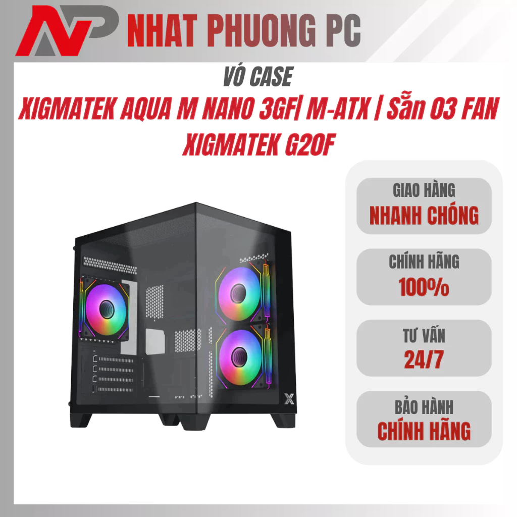 Vỏ case máy tính XIGMATEK AQUA M NANO 3GF| M-ATX | Sẵn 03 FAN XIGMATEK G20F | Bảo hành 12 Tháng