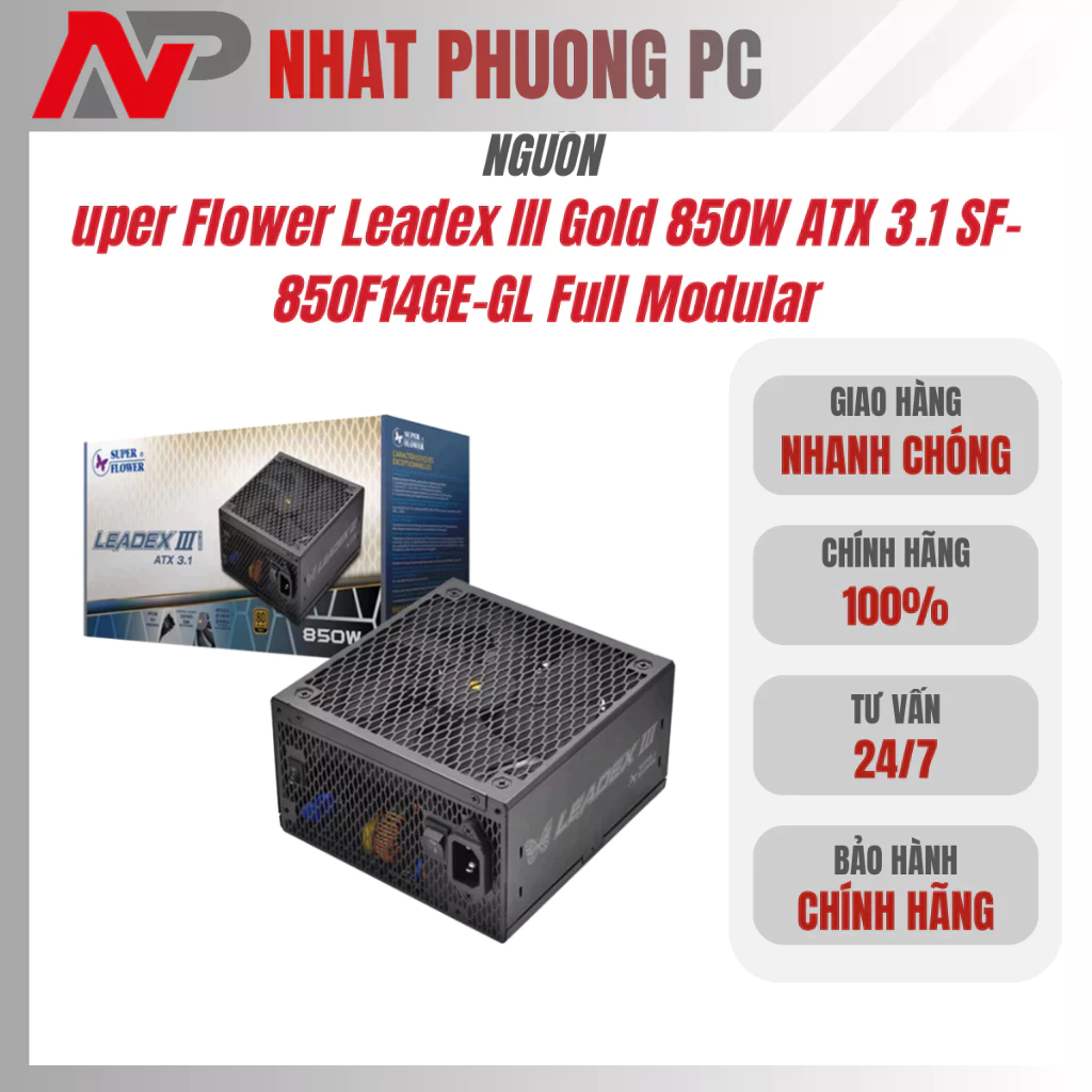 Nguồn Máy Tính Super Flower Leadex III Gold 850W ATX 3.1 SF-850F14GE-GL Full Modular - Hàng Chính Hã