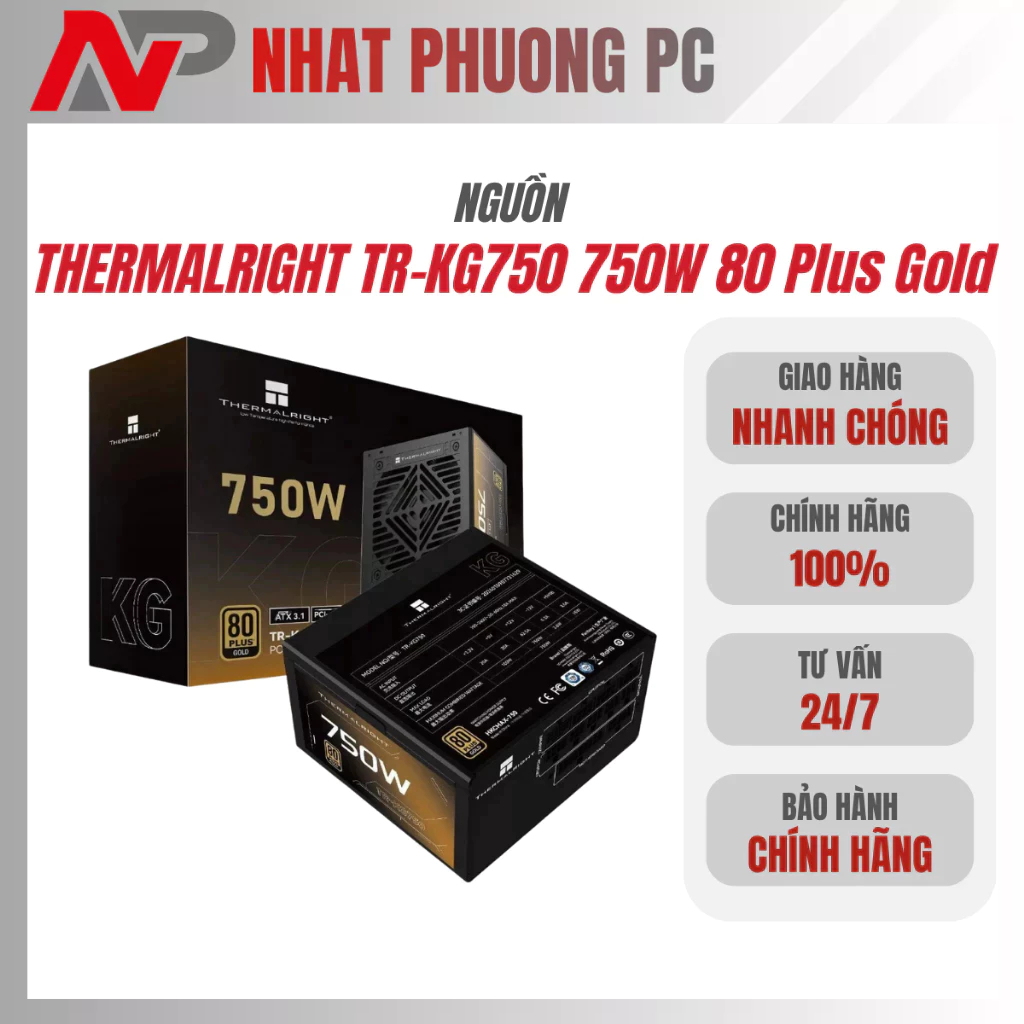 Nguồn máy tính THERMALRIGHT TR-KG750 750W 80 Plus Gold Đen/Trắng