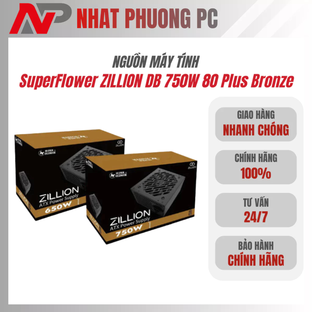 Nguồn Máy Tính SuperFlower ZILLION DB 650W / 750W 80 Plus Bronze - Hàng Chính Hãng