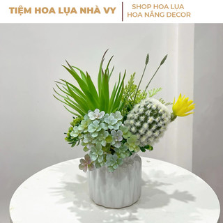  Chậu hoa sen đá giả decor trang nhí nhà cửa bàn làm việc quán cafe - Tiệm hoa lụa nhà Vy 