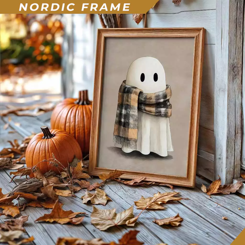Tranh treo tường, Neutral Halloween Ghost Wall Art Printable Fall Ghost Decor Cute Halloween Art Dig