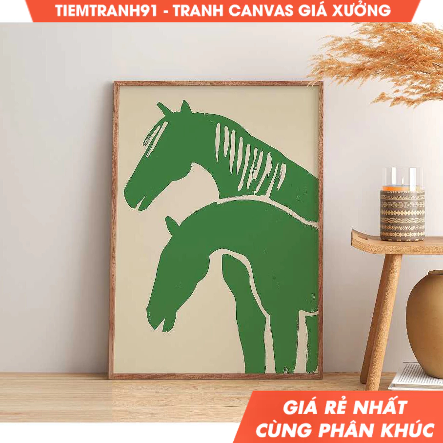 Tranh treo tường, Abstract Horse Couple Contemporary Animal Poster Farm House Decor Couple Gift Idea