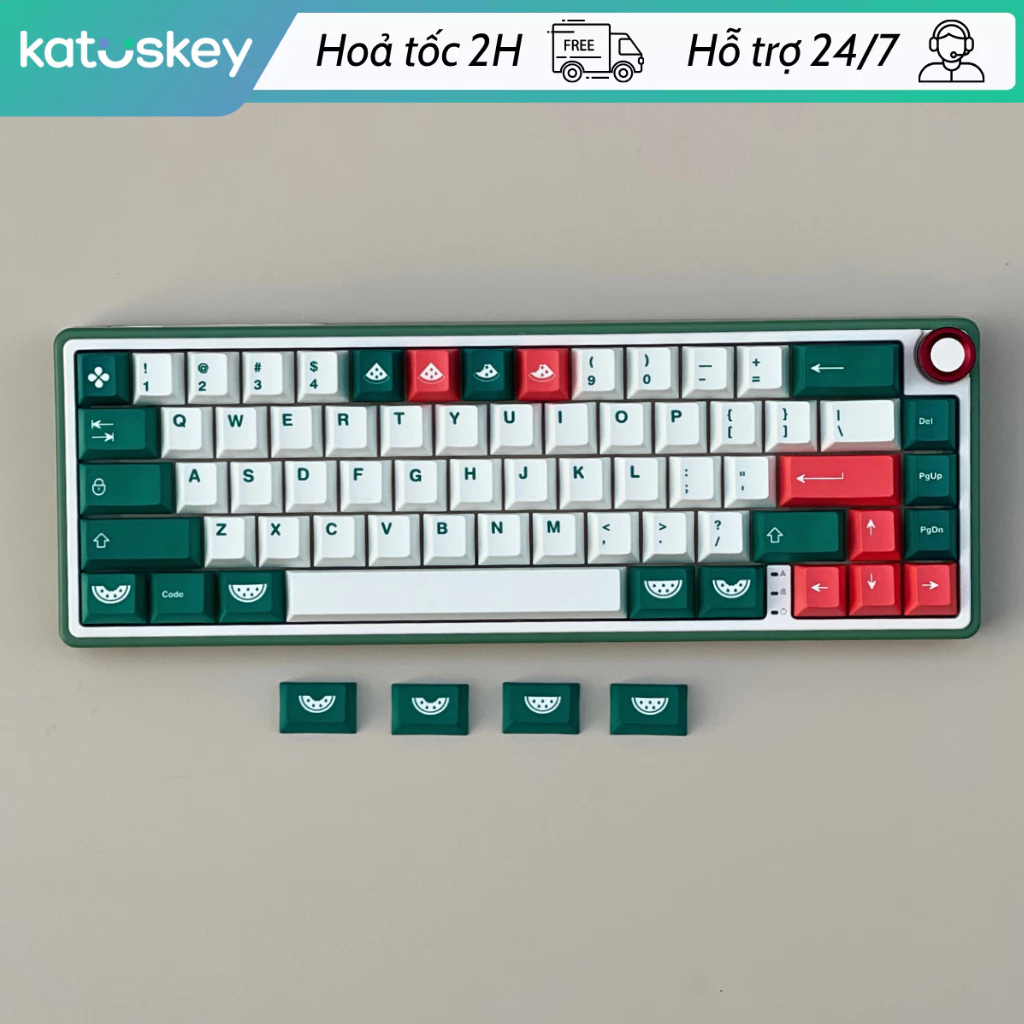 Keycap Dưa Hấu Ngọt Ngào, PBT Cherry Profile, Nút Bàn Phím Cơ Giá Rẻ cho Rapid Trigger, Fullsize TKL