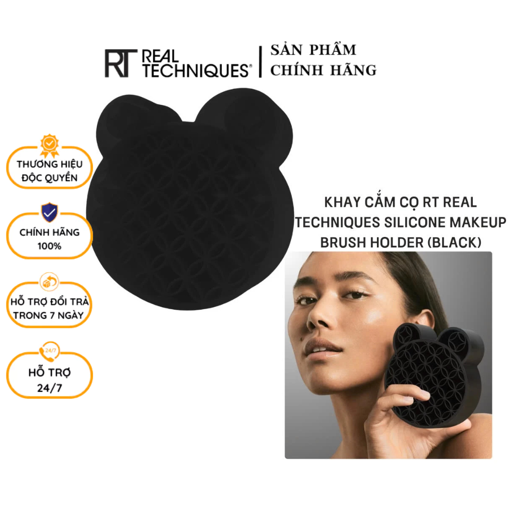 Giá Phơi Cọ Trang Điểm Cắm Cọ RT Real Techniques Silicone Makeup Brush Holder (Đen)