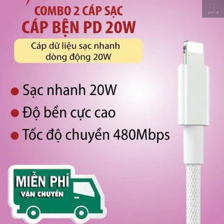 2 Cáp sạc nhanh bọc dù PD COMBO 2 DÂY SẠC cho phone 6 đến 14PRM dây sạc nhanh dài 1m 1.5m 2m