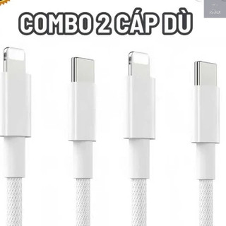 2 Cáp sạc nhanh bọc dù PD COMBO 2 DÂY SẠC cho phone 6 đến 14PRM dây sạc nhanh dài 1m 1.5m 2m