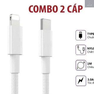 2 Cáp sạc nhanh bọc dù PD COMBO 2 DÂY SẠC cho phone 6 đến 14PRM dây sạc nhanh dài 1m 1.5m 2m