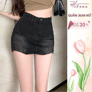  Chân váy jean nữ denim dáng ngắn Y2K quần bò có lót trong dáng chữ A màu xanh Retro và đen V12 