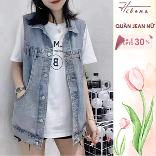  Áo Khoác Jean Gile Túi Hộp HIBENA Áo Bò Khoác Ngoài Phong Cách Cá Tính Girl Phố Năng Động A04 