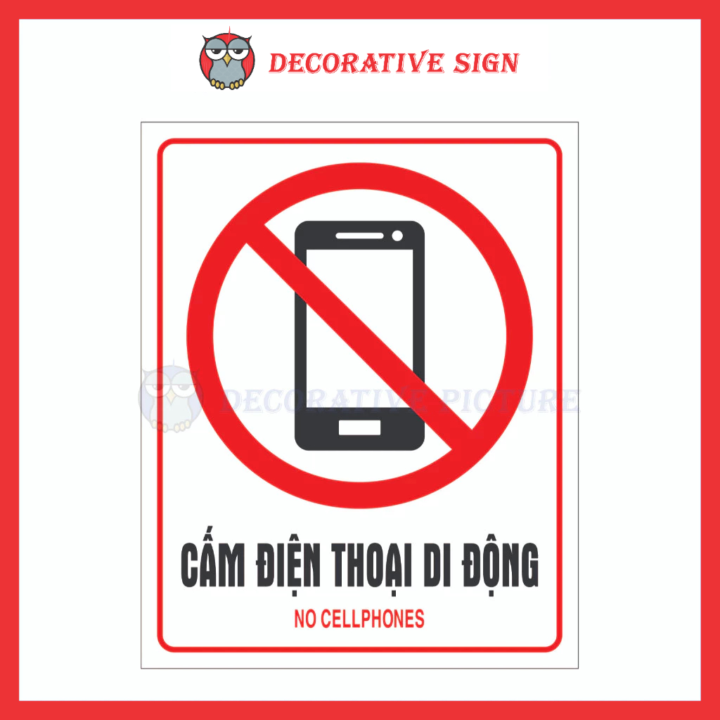 Biển Cảnh Báo Cấm Điện Thoại Di Động - No Cellphones