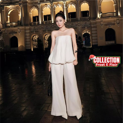 Set KAYLIN áo quây phòng phối quần suông tôn dáng chất vải vân nhăn chong cách thanh lịch BST Tháng 12.2025 - SET113T12