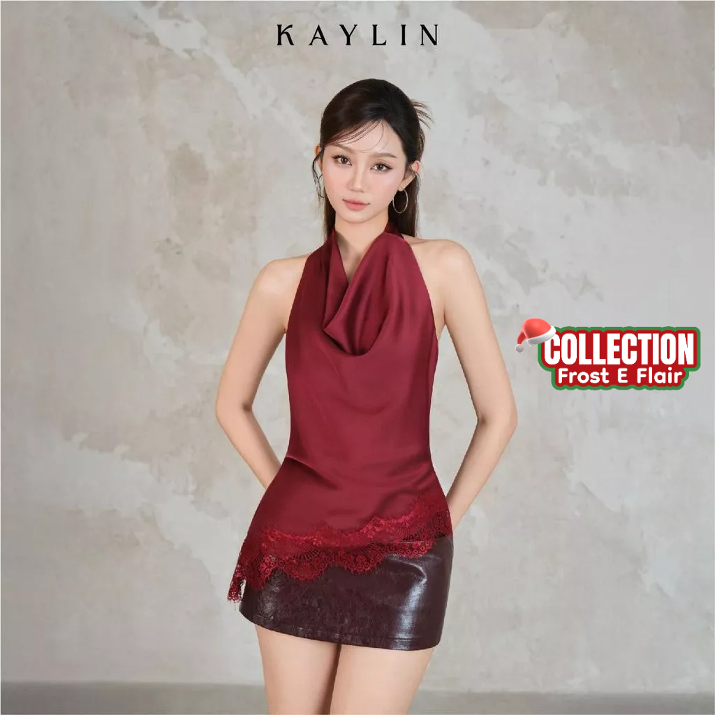 Chân váy KAYLIN  da bóng form chữ A tôn dáng chất vải Miragloss Leather phong cách cá tính BST Tháng