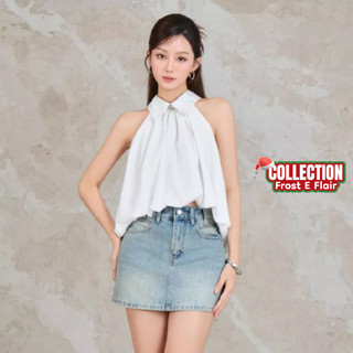  Áo kiểu KAYLIN bí nhúng cổ yếm xoè phồng chất vải kate sợi tre phong cách cá tính BST Tháng 12.2025 - A122T12 