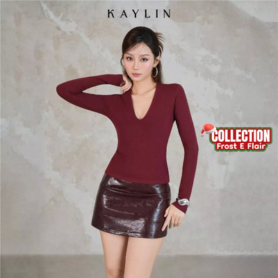 Áo thun KAYLIN tay dài cổ V Slim ôm dáng chất vải thun cotton co giãn phong cách cá tính BST Tháng 12.2025 - A117T12