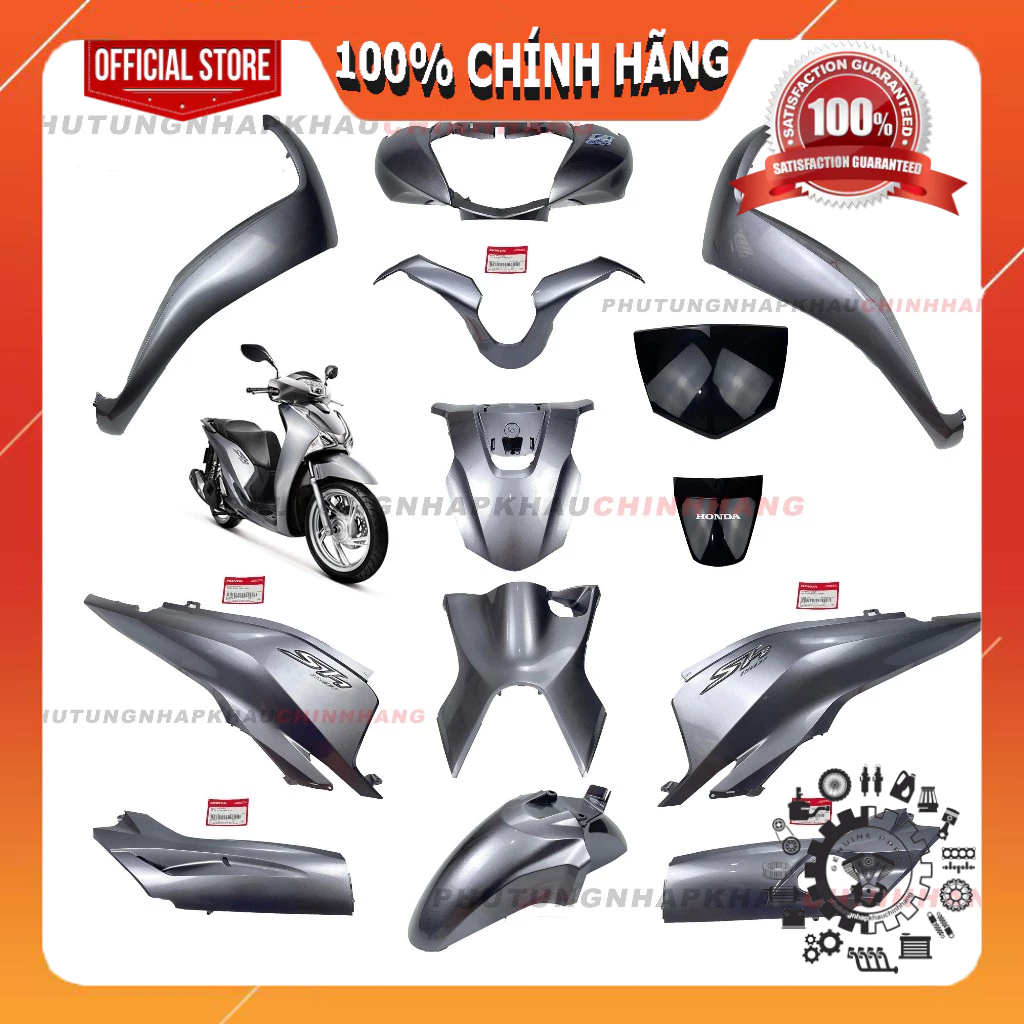 [MÓN LẺ] Dàn áo SH 125i 2017 bạc chính hãng, Bộ nhựa màu xe SH 125 2017 2018 2019 2020
