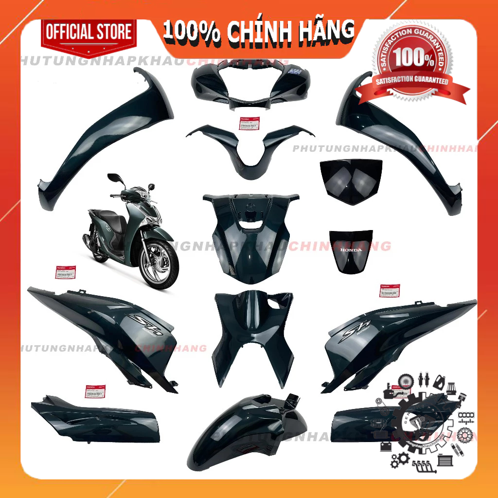 [MÓN LẺ] Dàn áo SH 125i 2017 xanh lục chính hãng, Bộ nhựa màu xe SH 125 2017 2018 2019 2020