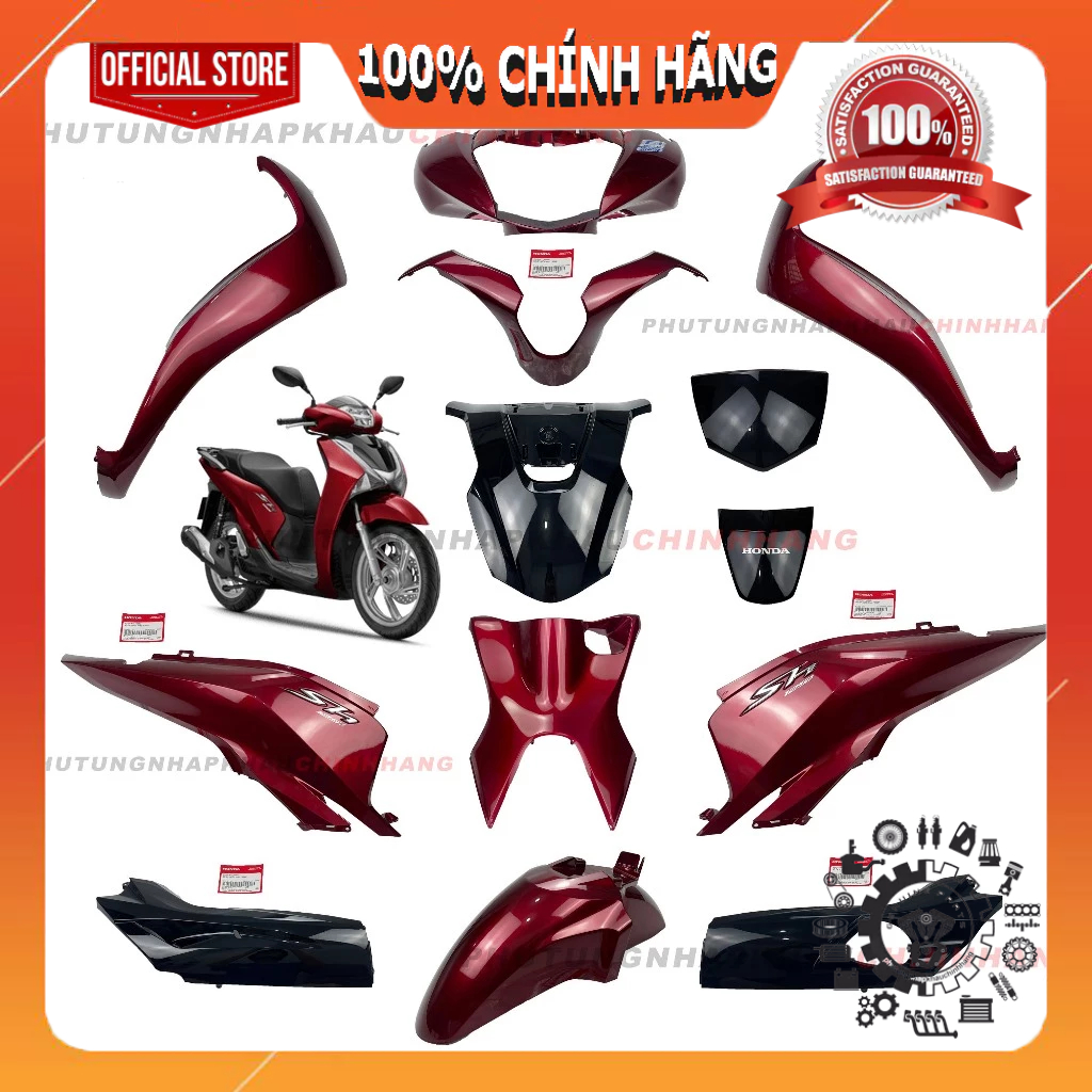 [MÓN LẺ] Dàn áo SH 125i 2018 đỏ đen chính hãng, Bộ nhựa màu xe SH 125 2017 2018 2019 2020