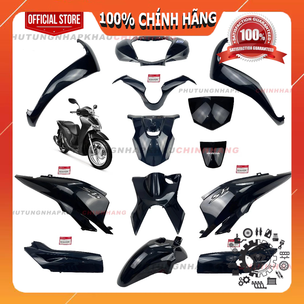 [MÓN LẺ] Dàn áo SH 125i 2017 đen bóng chính hãng, Bộ nhựa màu xe SH 125 2017 2018 2019 2020