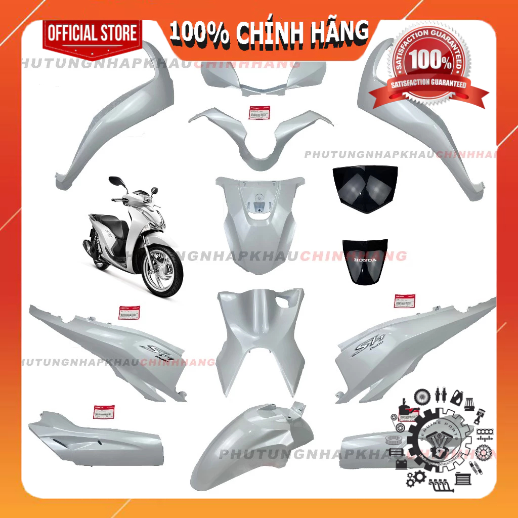 [MÓN LẺ] Dàn áo SH 125i 2017 trắng chính hãng, Bộ nhựa màu xe SH 125 2017 2018 2019 2020