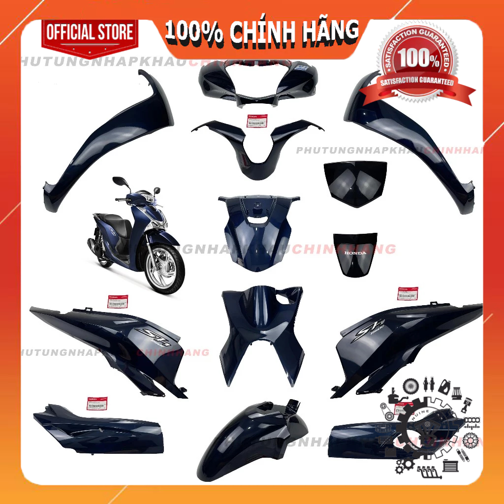 [MÓN LẺ] Dàn áo SH 125i 2017 xanh đậm chính hãng, Bộ nhựa màu xe SH 125 2017 2018 2019 2020