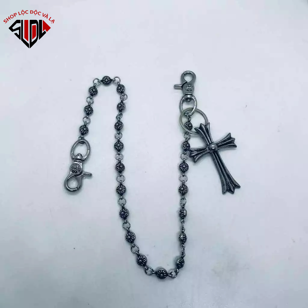 Chain quần, xích quần Chrome Heart Cross bạc fullbox.